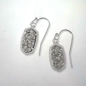 Kendra Scott Lee Silver Drop Earrings in Platinum Drusy